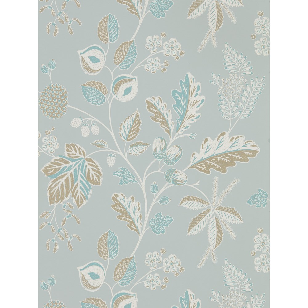 Warwick Leaf Wallpaper 216617 by Sanderson in Blue Grey